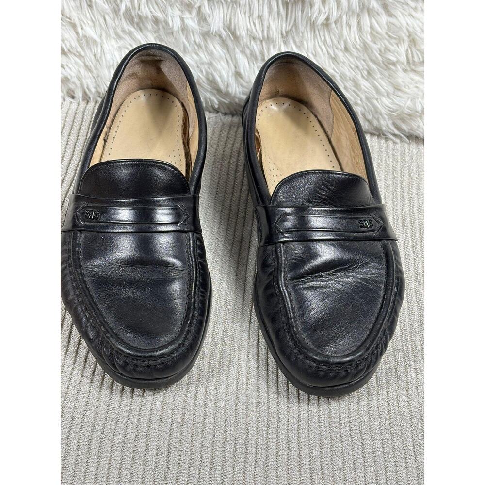 SAS Black Leather Slip-On Women's Sneakers